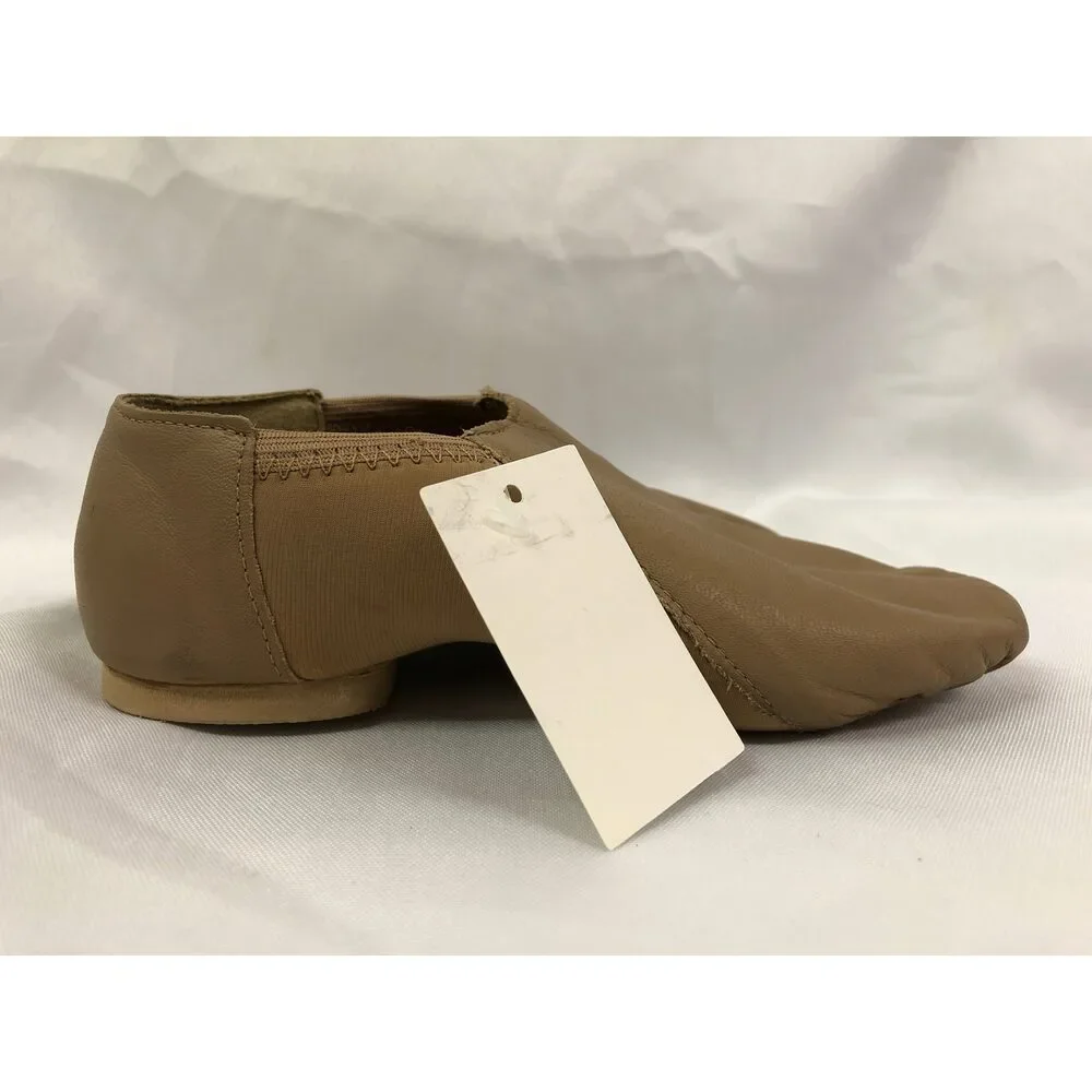 Pre-Owned Dance Jazz Shoes So Danca 4M Child JZ43 Tan Pull On Leather Split Sole